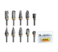 Rotary Burrs Set for Rotary Tool, 10pcs 1/8 inch Shank, Tungsten Carbide Rotary Burr Set with Double Cut, Rotary Tool for Grinder Drill, Wood Carving, Metal Polishing/Grinding, Stone/Marble Engraving