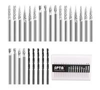 Rotary Burs, SPTA 20Pcs Burr Tungsten Carbide Milling Cutter Steel Rotary Files Diamond Bits/Rotary Tool with 1/8" (3mm) Rod/DIY Woodworking, Sculpture, Engraving, Drilling