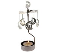 Rotary Candle Holder Spinning Candleholder Metal Small Gift (Moon+cat)