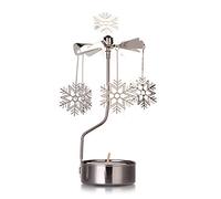 Rotary Candle Holder Spinning Candleholder Metal Small Gift (Snow)