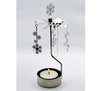 Rotary Candle Holder Spinning Candleholder Metal Small Gift (Snow2)