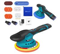 Rotary Car Polisher Waxing Machine Variable Speed Polish Kit - 6-Inch Diameter Orbital Polisher with 2 Battery Packs and Charger - for Automotive Furniture Floors Tile Sanding and Polishing