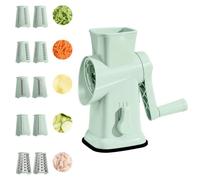 Rotary Cheese Grater, 6 Interchangeable Blades, Manual Cheese Grater Rotary, Spiralizer for Vegetables, Graters for Kitchen, Vegetable Slicer for Cheese, Cucumber, Carrot, Nut and Ice (Green)
