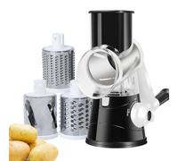 Rotary Cheese Grater - Handheld Rotary Slicer Vegetable Slicer with 3 Interchangeable Drum Cutters, Stainless Steel Vegetable Grater, Carrot Graters Slicers Shredder for Cheese, Cucumber, Nuts