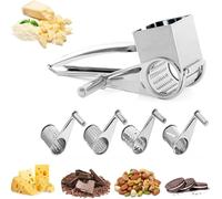 Rotary Cheese Grater, Manual Handheld Grater with 4 Planer Heads