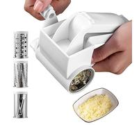 Rotary Cheese Grater Manual Kitchen Rotary Grater with 3 Stainless Steel Drum Fruit Slicer Kitchen for Cheese Fruits VegetableRotary