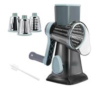 Rotary Cheese Grater, Multi-Functional Plastic Vegetable Chopper with 3 Blades, Brush, Food Processor, Kitchen Gadgets, Easy to Use for Cheese, Carrot, Cucumber, Ideal for Home (Black)