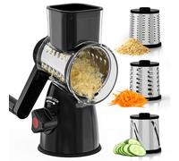 Rotary Cheese Grater Rotary Graters for Kitchen with 3 Stainless Steel Drum Blades, Rotary Drum Grater Chopper Mandoline Vegetable Slicer Cheese Grater for Vegetables, Fruits, Nuts