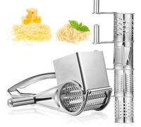 Rotary Cheese Grater Stainless Steel Manual Cheese Grater Vegetable Shredder Cutter Grinder with 4 Drum Blades Multi Grater Machine for Cheese,Vegetable,Carrot,Potato