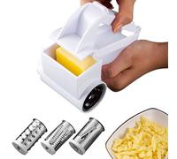 Rotary Cheese Grater - TRACOMPAN Stainless Steel Manual Shredder with 3 Interchangeable Drums | Handheld Shredder for Kitchen and Cooking | Dishwasher-Safe Manual Cheese Grater for Cheese, Chocolate
