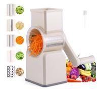 Rotary Cheese Grater Vegetable Slicer with 5 Interchangeable Blades, Strong Suction Base, Cheese Veggies Nuts Shredder, Rotary Drum Grater Food Shredder for Kitchen for Cucumber,Carrot,Nut