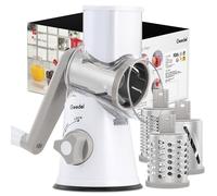 Rotary Cheese Grater, Vegetable Slicer with Three Drum Blades, Grater for Kitchen Faster and Easy Cutting, Rotary Drum Grater Ideal for Cheese, Cucumber, Carrot. etc.