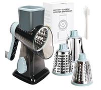 Rotary Cheese Grater with 3 Stainless Steel Blades, Cleaning Brush, Kitchen Shredder Slicer Grater, Hand Crank Cheese Shredder for Fresh Cheese, Vegetable, Nuts, Chocolate