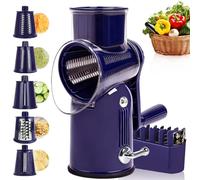 Rotary Cheese Grater with Handle, 5 Replaceable Blades(Purple)