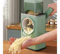 Rotary Cheese Grater with Handle Safe Mandoline Slicer Vegetable Slicer Cutter Stainless Steel Manual Drum Slicer Graters Nuts Grinder Cheese Shredder with Large Feed Port, Strong Suction Base
