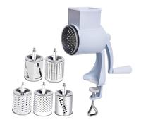 Rotary Cheese Shredder Home Corn Mill with Table Clamp for Walnut Nuts Spice White 5 Blade