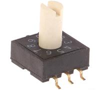Rotary Coding Switch 10-Position 0-9 with 3:3 Terminal Configuration for SMD Mount, Black Plastic Handle for PCB Integration