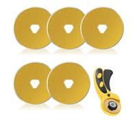 Rotary Cutter Blade, 5 Pcs, Universal 45mm Titanium Heavy-Duty Rotary Cutter for Fabric Coated Precision Blades, Universal Replacement for Rotary Cutters