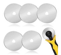 Rotary Cutter Blades, 5PCS 45mm Titanium Coated Heavy Duty Replacement Blades for Olfa Fiskars Turecut, Sharp Fabric Cutter Wheel for Quilting Sewing Scrapbooking Crafts