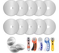 Rotary Cutter Replacement Blades 1.8 inches (45 mm) Round Blades Set of 10 with Storage Case Olfa Compatible Heavy Duty Craft Leather Fabric Cutting Paper Cutter Multifunctional Cutting Tool