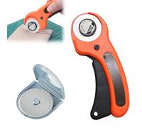 Rotary Cutter, Rolling Cutter, Cutting Wheel for Fabric, Fabric Cutter, for Precise Cutting, with Safety Lock for Fabric, Leather, Crafting, Sewing, Quilting, with 1 Spare Blades, 45mm