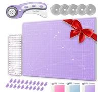 Rotary Cutter Set - Quilting Kit incl. 45mm Fabric Cutter, 5 Replacement Blades - Ideal for Crafting, Sewing, Patchworking, Crochet & Knitting (Lavender, A1 Set (36" x 24"))
