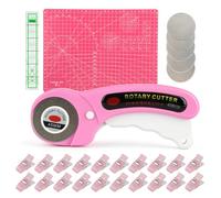 Rotary Cutter Set, Quilting Kit Include 45 mm Fabric Cutter, A4 Cutting Mat, 5 Extra Rotary Blades, 20 Sewing Clips, 1 Acrylic Patchwork Ruler, Ideal for Crafting, Sewing, Patchworking