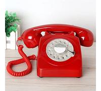 Rotary Dial Telephones 1960'S Classic Old Style Retro Landline Desk Telephone Abs Material,Red