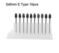 Rotary Drill Grinder Bits 10PCS Carbide Burrs 3x6mm Double Cut for Metal, Wood, Jewelry, Welding, Deburring, Chamfering, Grinding, and Sculpting (d)