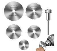 Rotary Drill Saw Blades, 6PCS Steel Cutting Wheel Discs Set with 1/8" Straight Shank Mandrel Mini Circular Saw Blades for Wood Plastic Metal Cutting