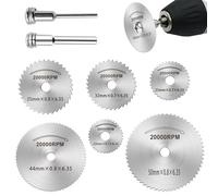 Rotary Drill Saw Blades, 8Pcs Drill Saw Blades for Dremel Rotary Tool, Steel Saw Disc Wheel Cutting Blades with 1/8" Straight Shank Mandrel for Wood Plastic Metal Cutting(8PCS)