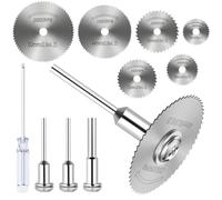 Rotary Drill Saw Blades for Dremel Rotary Tool, 9Pcs Set Including 6pcs HSS Cutting Discs with 1/8" and 1/4" Round Shank Mandrels Dremel Accessories Cutting Wood Metal Plastic Aluminum