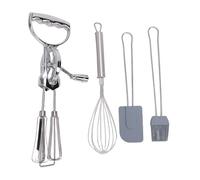Rotary Egg Beater Set High Efficiency Multi Purpose Ergonomic Manual Egg Beater with Whisk Silicone Brush Spatula for Kitchen Cooking