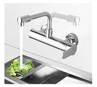 Rotary Faucet, Black Kitchen Faucets Brass 360 Rotate Dual Hole Wall Mounted Silver Bathroom Faucet Cold Hot Water Folding Crane Sink Mixer Tap(Black 1)