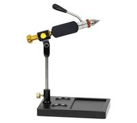 Rotary Fly Tying Vise, Fishing Hook Tying Tool with Adjustable Jaws and Storage Tray Base, Accommodates a Wide Range of Hook Sizes