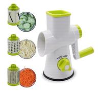 Rotary Food Grater With 3 Stainless Steel Attachments White And Green
