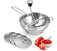 Rotary Food Mill Potato Ricer with 3 Interchangeable Disks, Great for Making Puree or Soups of Vegetables, Baby Foods, Stainless Steel Kitchen Mills, Easy Clean and Easy Assemble