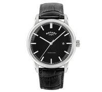 Rotary Gents Heritage Black Dial Black Leather Strap Automatic Watch