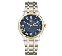 Rotary Gents Heritage Blue Dial Two Tone Stainless Steel Watch