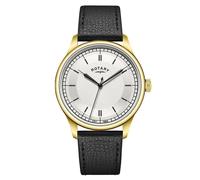 Rotary Men's Heritage Gold Plated Stainless Steel Black Leather Strap Watch
