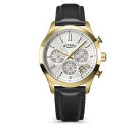 Rotary Gents Heritage Chronograph Silver Dial Black Leather Strap Watch