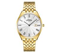 Rotary Gents Ultra Slim White Dial Gold Tone Stainless Steel Watch