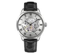 Rotary Greenwich Men's Skeleton Dial & Black Leather Strap Watch