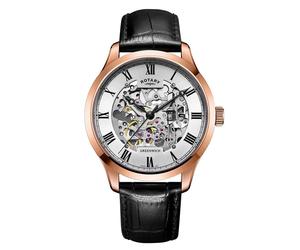 Rotary GS02942/01 Greenwich Skeleton Automatic Black Strap Watch - W1215