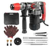Rotary Hammer Drill with Vibration Control and Safety Clutch,1500W Heavy Duty 1-1/4 Inch SDS-Plus Demolition Hammer for Concrete with 4 Drill Bits, Flat and Point Chisel