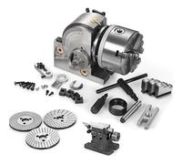 Rotary Head Set for Milling Machines, 3 Jaw Chuck, 10°-90° Tiltable Spindle, Durable Cast Iron Material, Perfect for Vertical and Horizontal Milling Tables