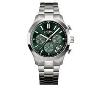 Rotary Heritage Men's Chronograph Green Dial Stainless Steel Bracelet Watch