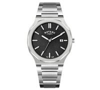 Rotary Heritage Men's Octagonal Black Dial & Stainless Steel Bracelet Watch