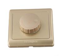 Rotary Knob Dimmer Switch 1 Gang 1 Way 86x86mm Plate, 250V Adjustable Brightness Control Compatible With LED And Incandescent Household Light Bulbs(Gold)