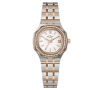 Rotary Ladies Brilliance White Dial Silver & Rose Gold Plated Stainless Steel Bracelet Watch